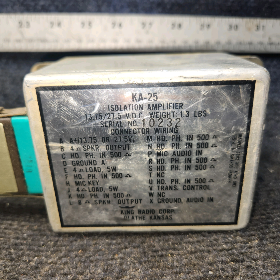 Used aircraft parts for sale, KA-25 King Radio Beechcraft 35-33 Isolation Amplifier