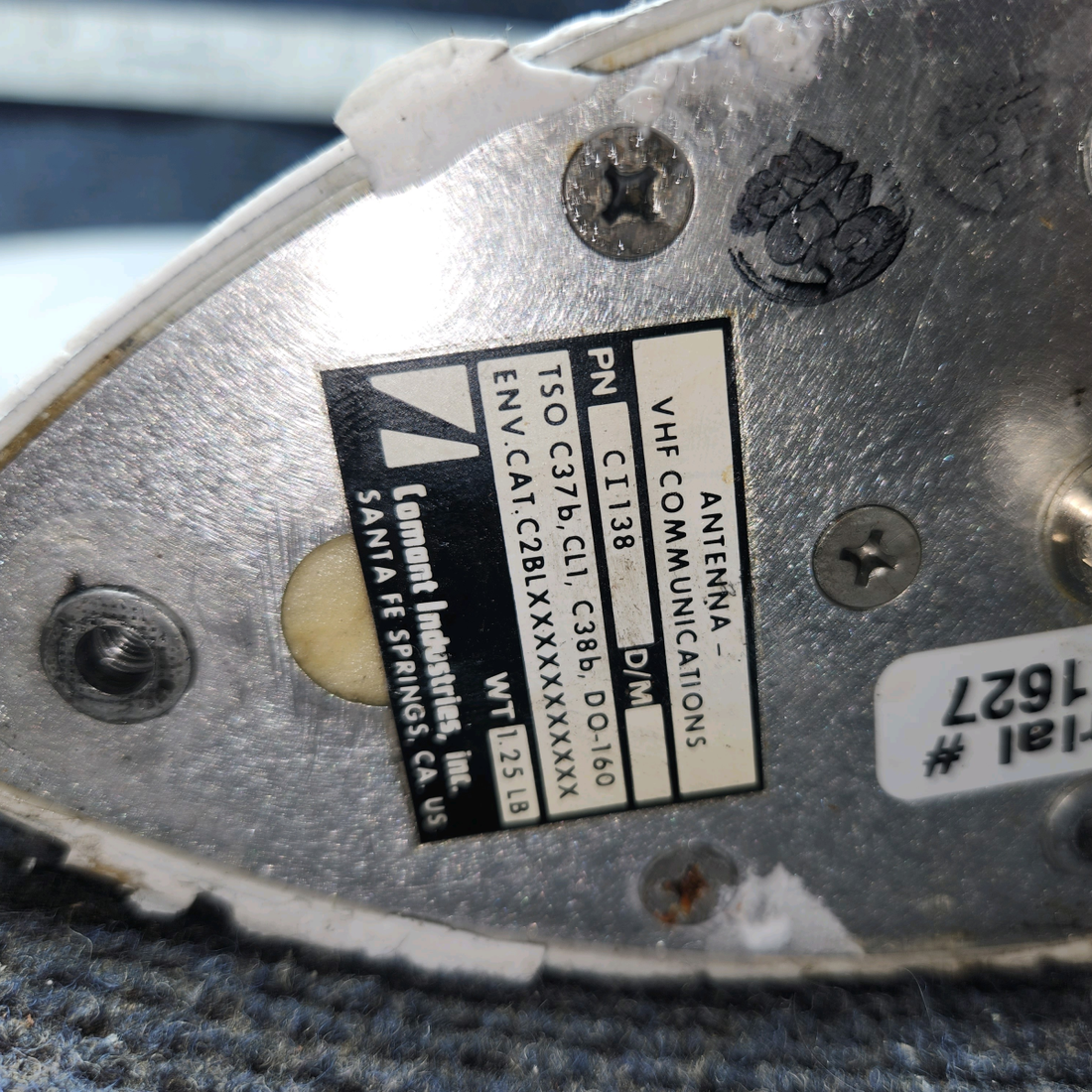 Used aircraft parts for sale, CI-138 Comant Beechcraft 35-33 VHF Blade Antenna