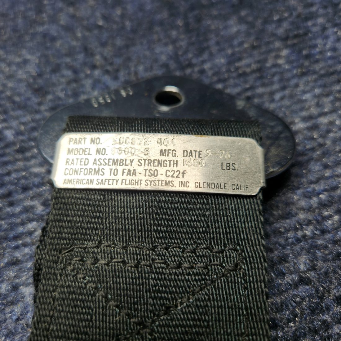 Used aircraft parts for sale, 502985-401 Beechcraft C23 SUNDOWNER SOUTHERN SAFETY SEAT BELT