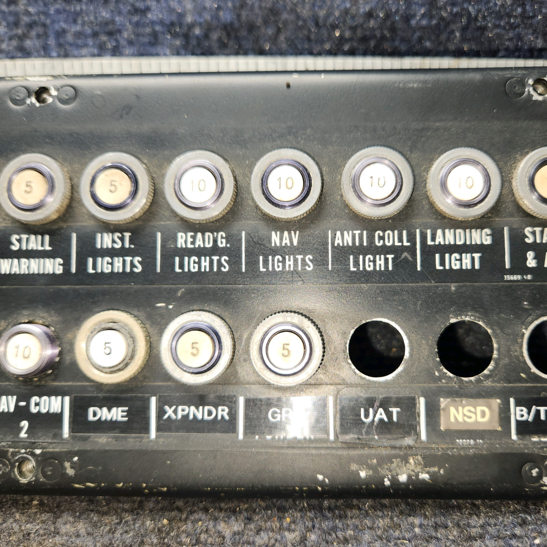 Used aircraft parts for sale, Button Control Panel Piper PA32RT-300 Control Panel