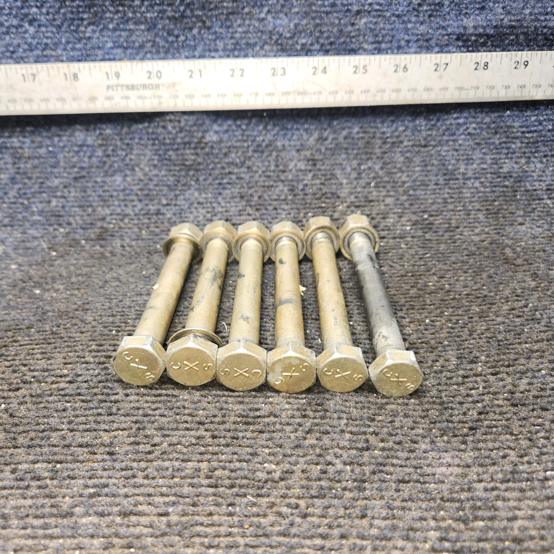 Used aircraft parts for sale, A2513-16 Cessna 172E Prop Bolts (6) (1/2 Bolt 3/4 Head 4.75 in Long)