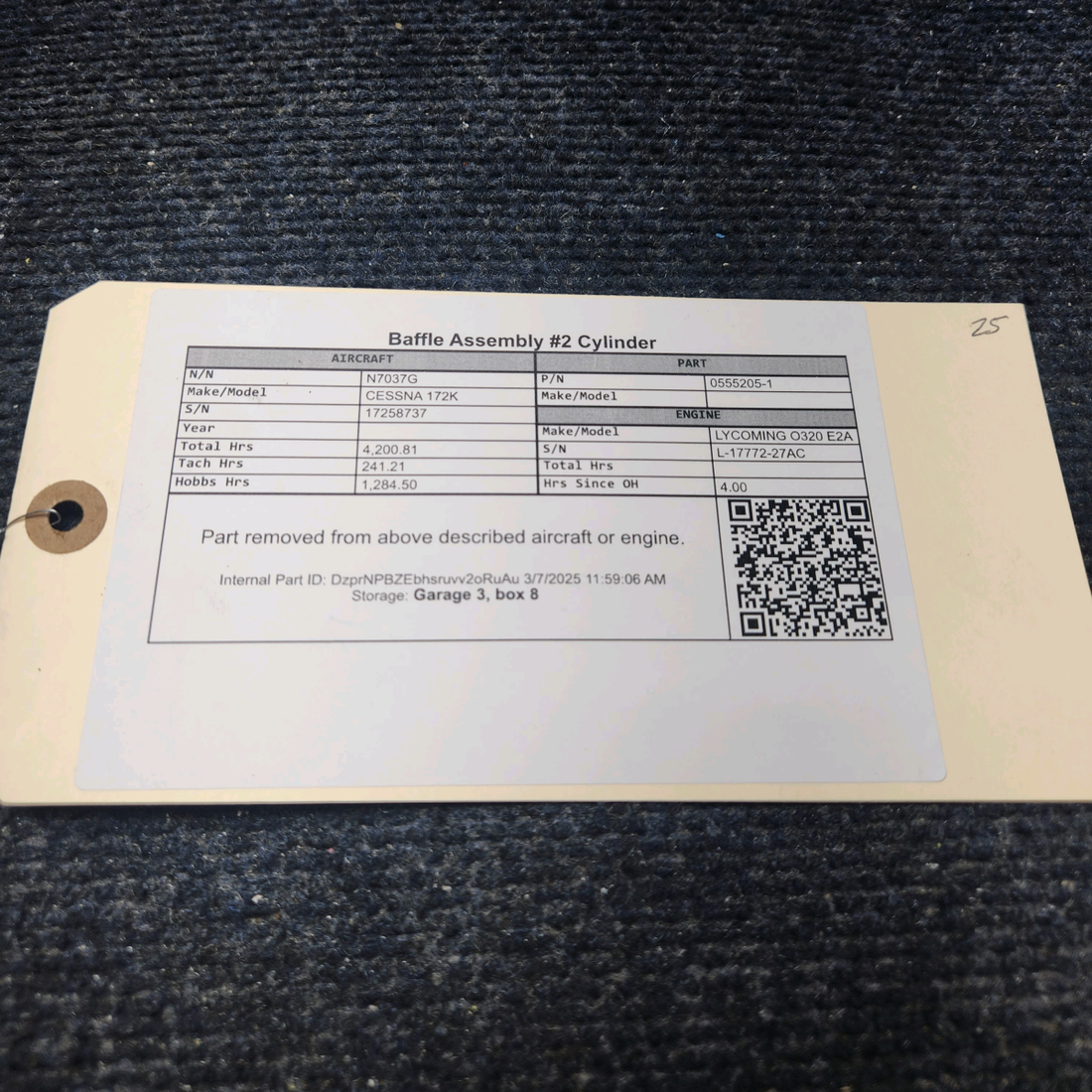 Used aircraft parts for sale, 0555205-1 CESSNA 172K BAFFLE ASSEMBLY #2 CYLINDER