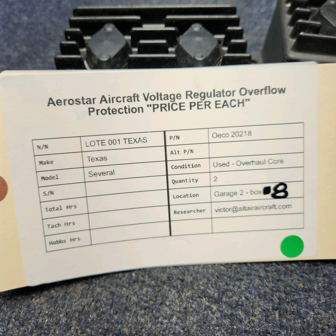 Used aircraft parts for sale, Oeco 20218 Texas Several AEROSTAR AIRCRAFT VOLTAGE REGULATOR OVERFLOW PROTECTION "PRICE PER EACH"