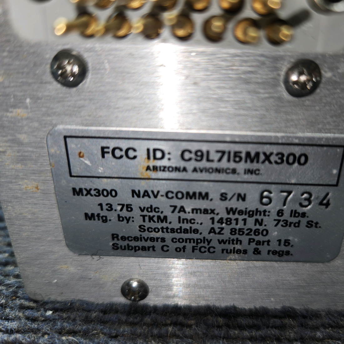 Used aircraft parts for sale, TKM MX300 TKM MX300 cessna 150G NAV/COM Radio with Tray and Connector – 14V