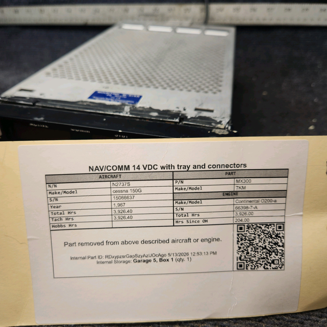 Used aircraft parts for sale, MX300 TKM cessna 150G NAV/COMM 14 VDC with Tray and Connectors