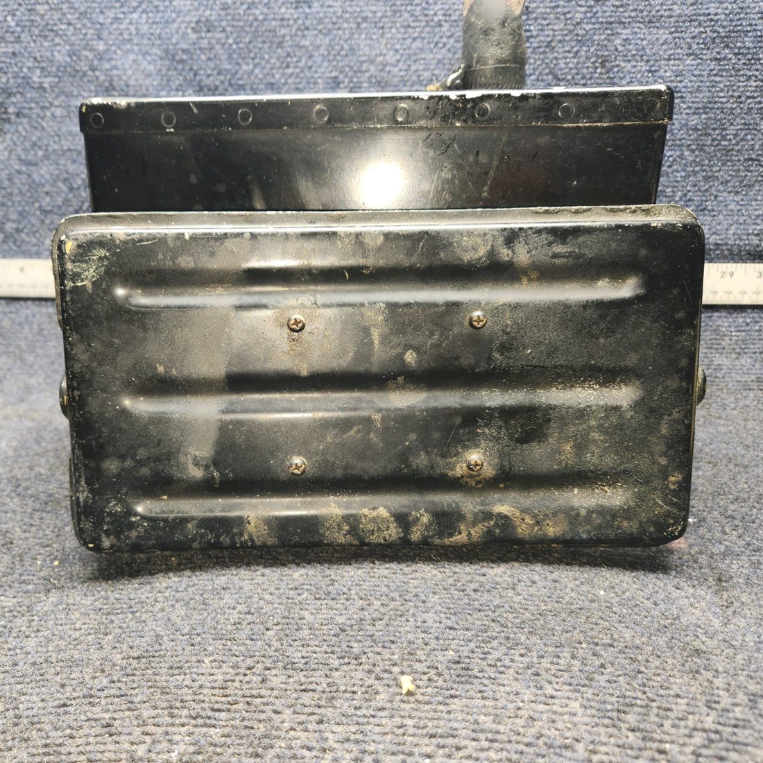 Used aircraft parts for sale, 169-364010-637 Beechcraft A24R Battery Box Assembly W Lit Has fiberglass repair on the Bottom