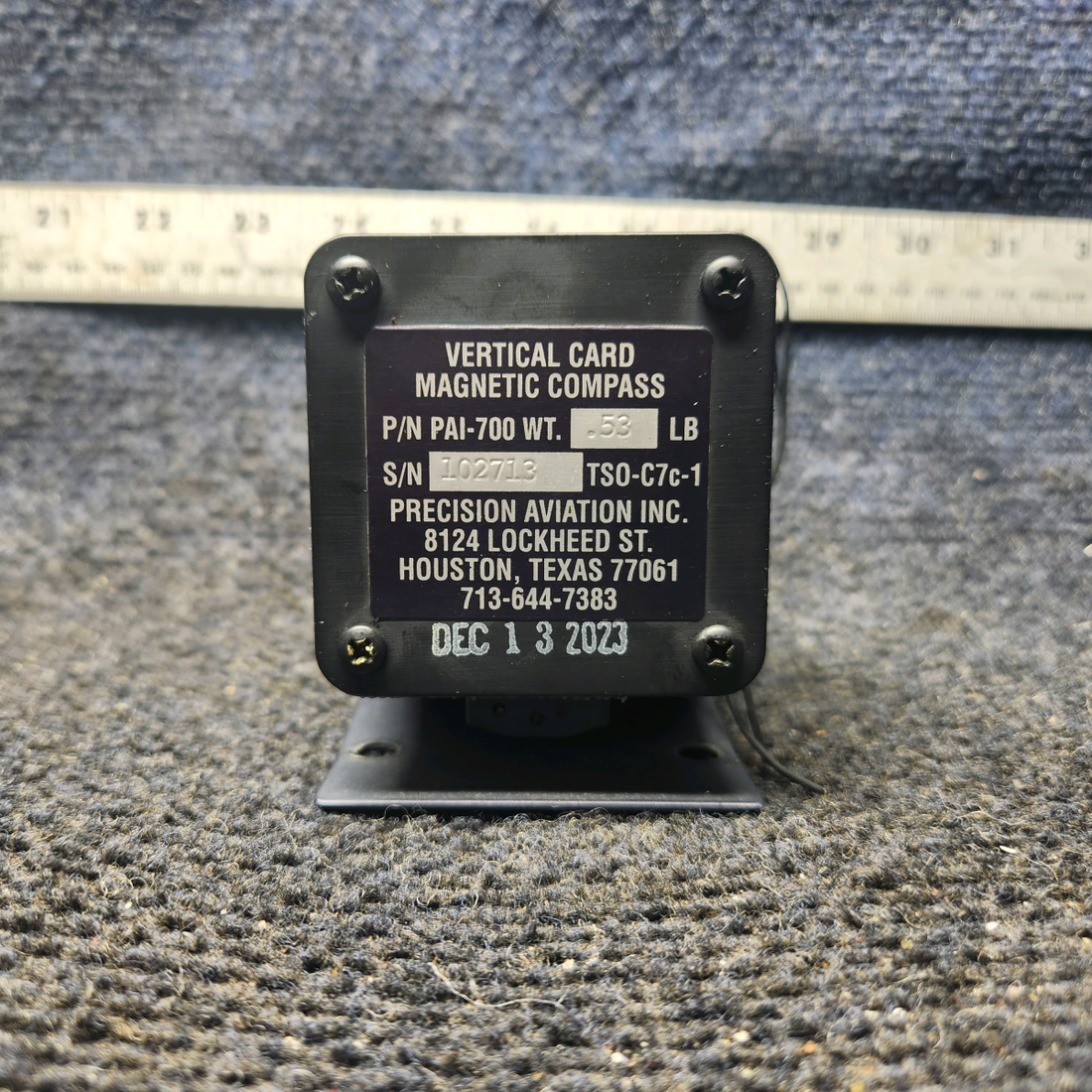 Used aircraft parts for sale, PAI-700 Precision Aviation, Inc Cessna 172 Vertical Card Magnetic Compass 14V Light Low on Fluid