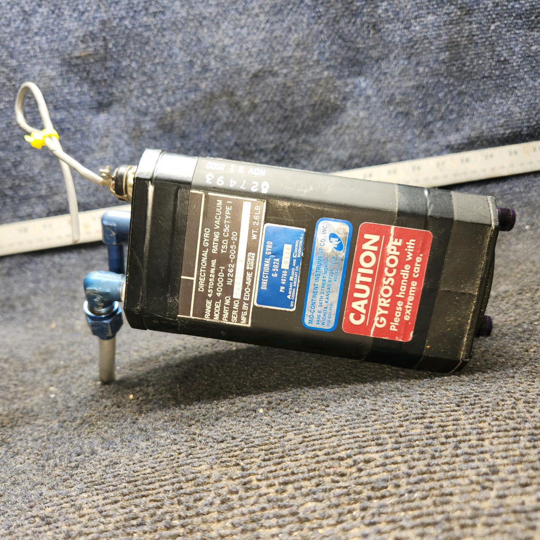 Used aircraft parts for sale, 1U262-005-20 Mid-Continent Cessna 182G Directional Gyro
