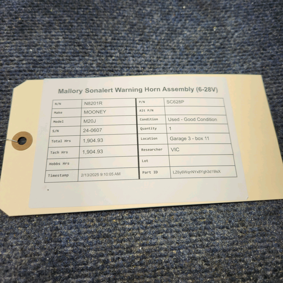 Used aircraft parts for sale, SC628P Mooney M20J MALLORY SONALERT WARNING HORN ASSEMBLY (6-28V)