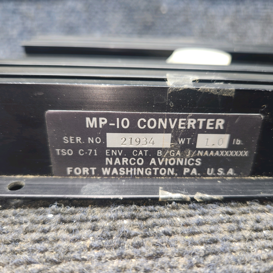 Used aircraft parts for sale, MP-10 Narco Avionics Avionics Converter Unit