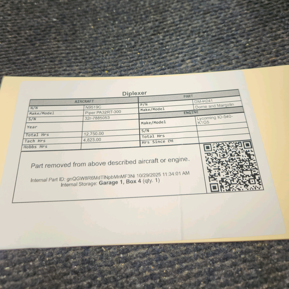 Used aircraft parts for sale, DM-H24-1 Dorne and Margolin Piper PA32RT-300 Diplexer