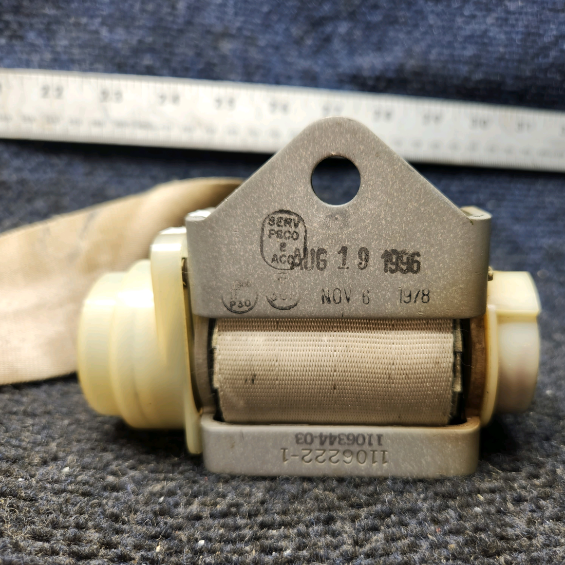 Used aircraft parts for sale, 1107447-01 Pacific Scientific 1107447-31 Piper PA28-161 Shoulder Harness Reel Assembly (Brown)