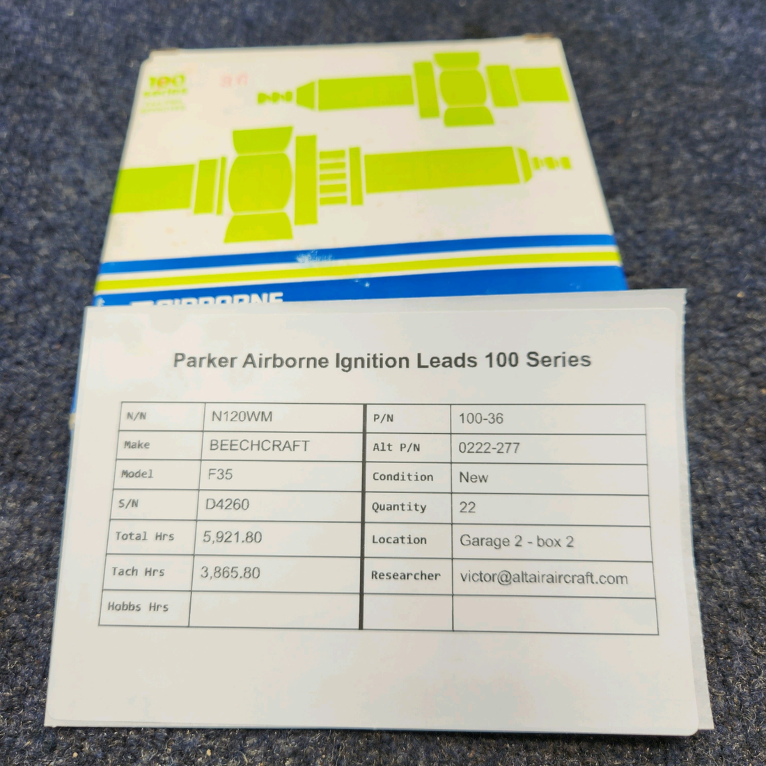 Used aircraft parts for sale, 100-36 BEECHCRAFT F35 PARKER AIRBORNE IGNITION LEADS 100 SERIES