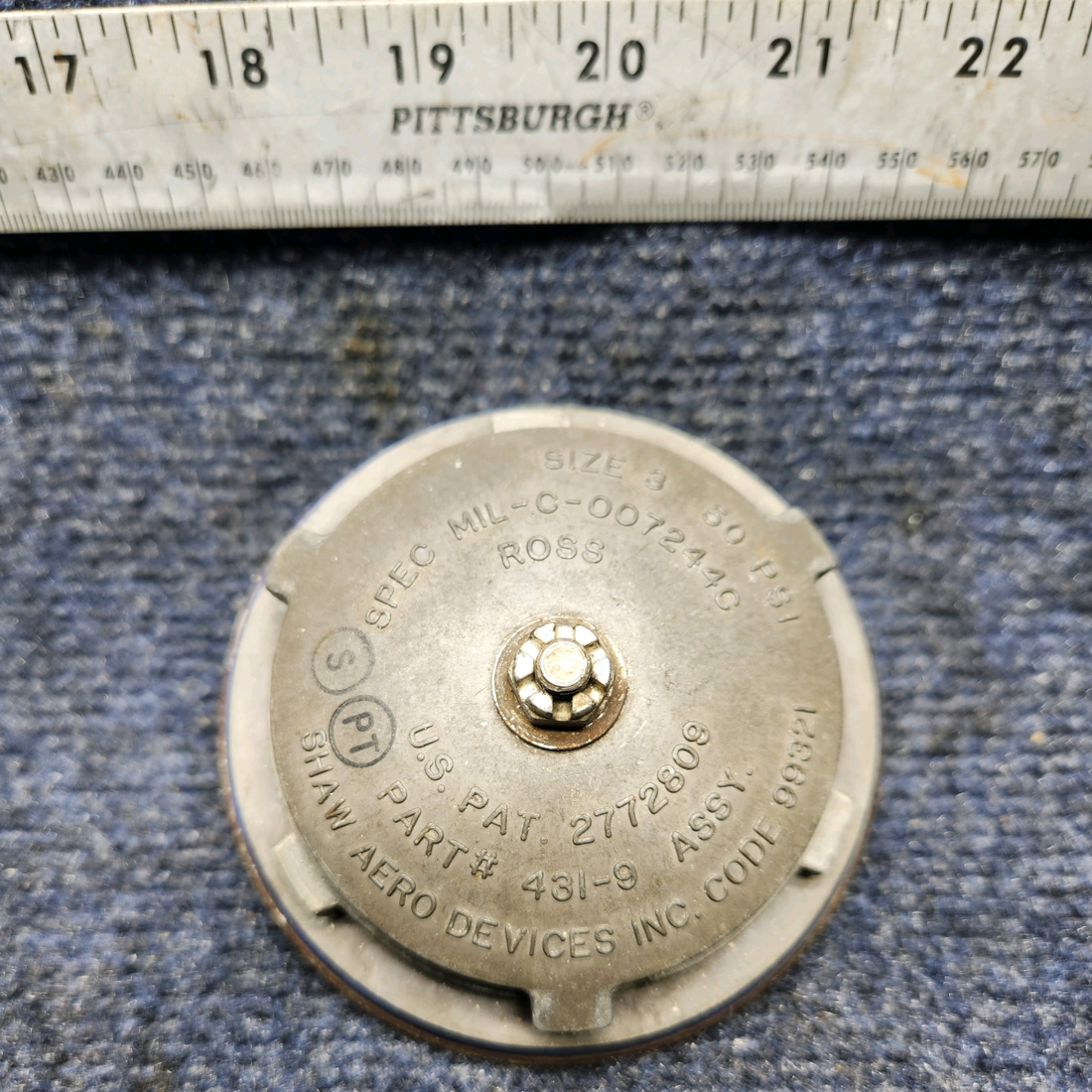 Used aircraft parts for sale, 431-9 Beechcraft A23A Musketeer Custom III SHAW AERO FUEL CAP ASSEMBLY
