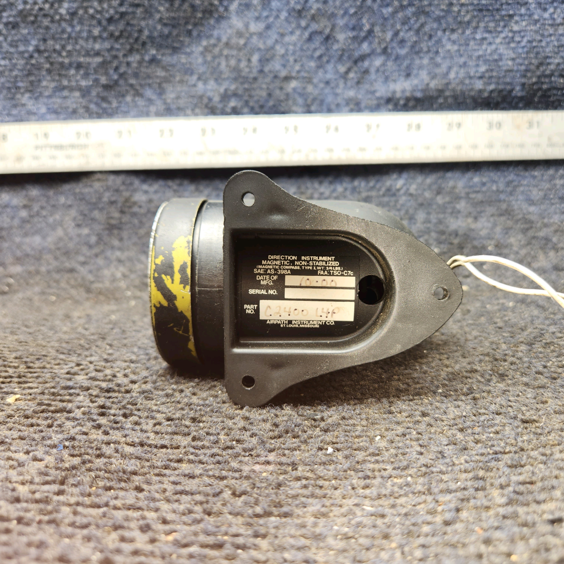 Used aircraft parts for sale, 02400-L4P Airpath Beechcraft 35-33 Dash Mounted Compass Indicator, Lighted