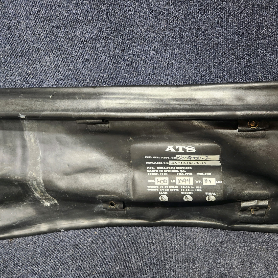 Used aircraft parts for sale, 35-921242-12 Beechcraft F33A BEECHCRAFT FUEL CELL RH MAIN 40 GALLON UNBAFFLED.