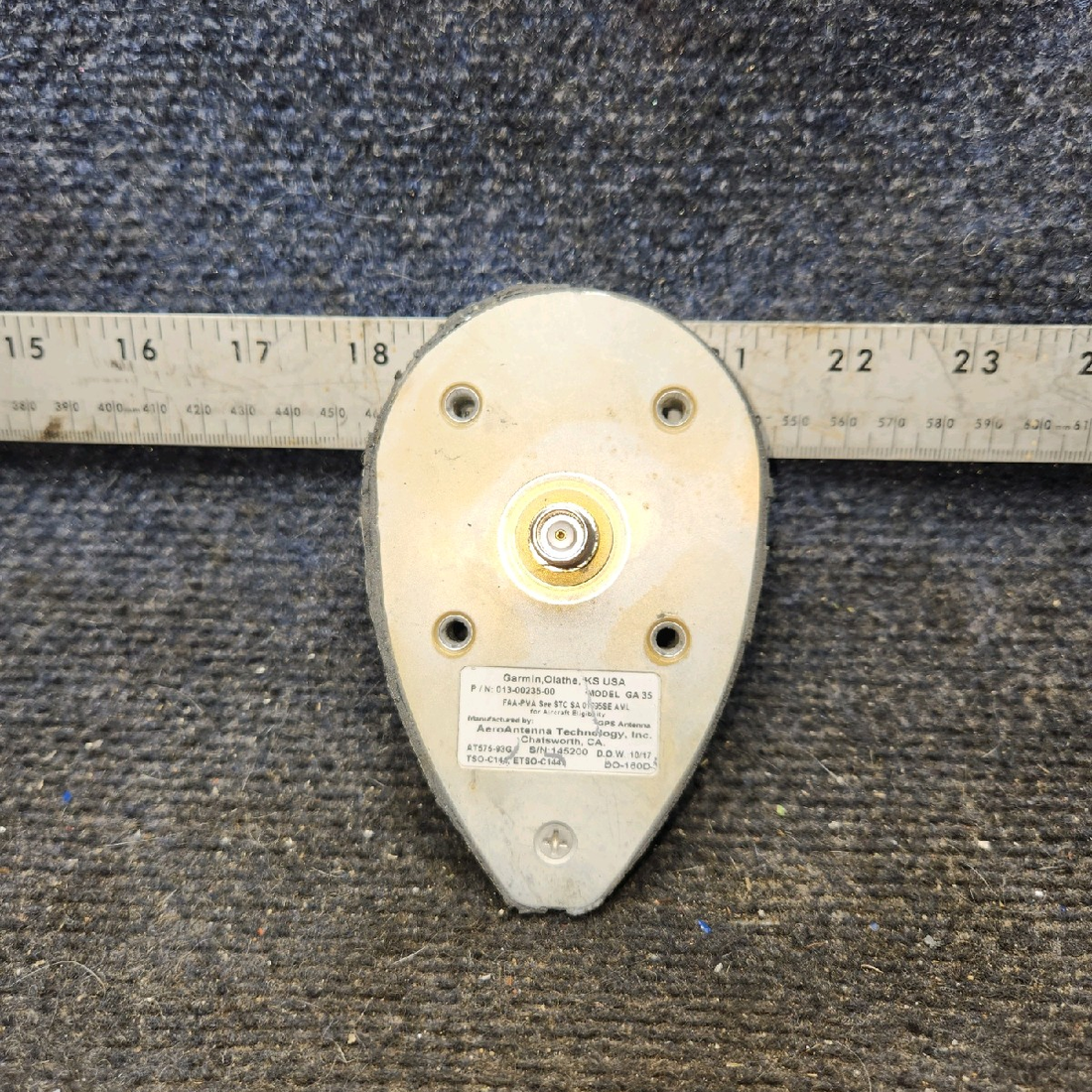 Used aircraft parts for sale, 013-00235-00 Garmin GA-35 piper PA-28-181 WAAS GPS Antenna