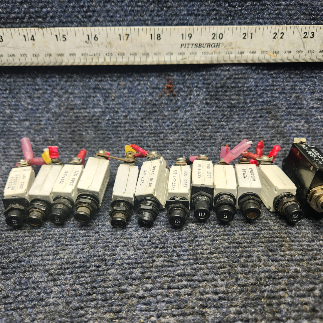 Used aircraft parts for sale, 7277-2-5 Beechcraft F33A KLIXON BREAKERS (1-3A / 6-5A /2-71/2A/2-10A/ 1- 20A) 12 TOTAL