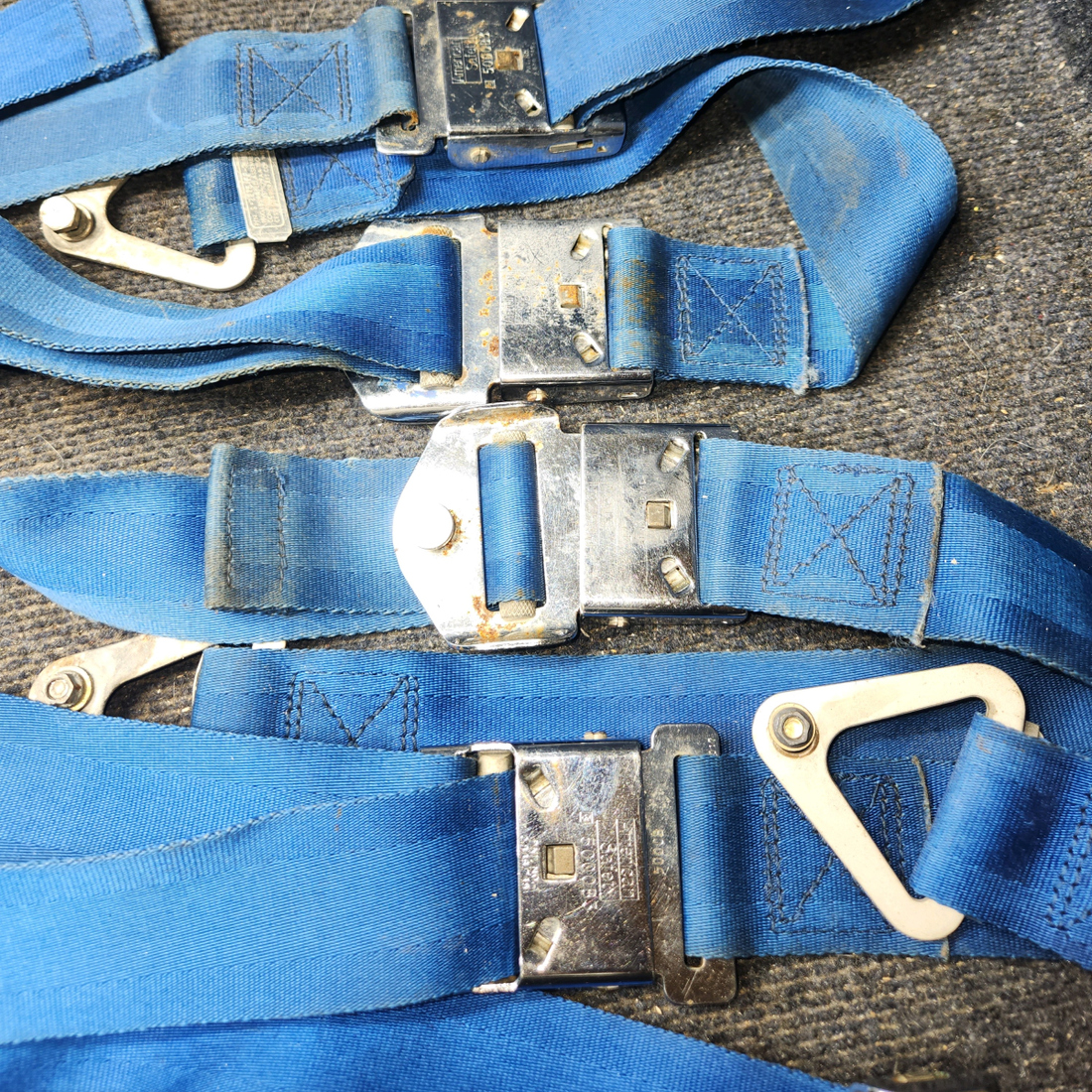 Used aircraft parts for sale, 2-846-745 American Safety cessna 172N Seat Belt Assembly Set with Anchors – Blue