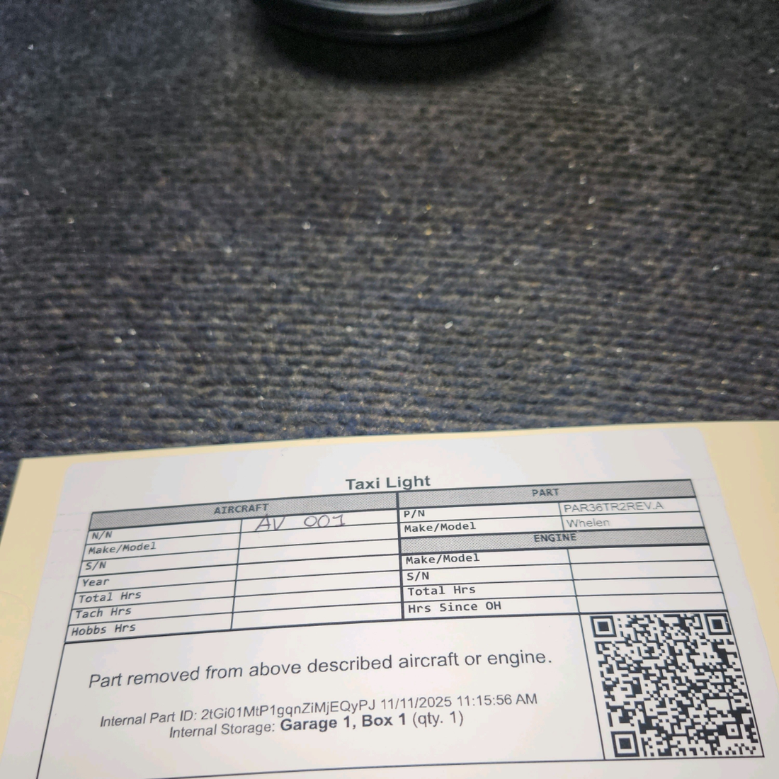 Used aircraft parts for sale, Par36 LED Whelen TR2 Rev.A Cessna C175 LED Taxi Light