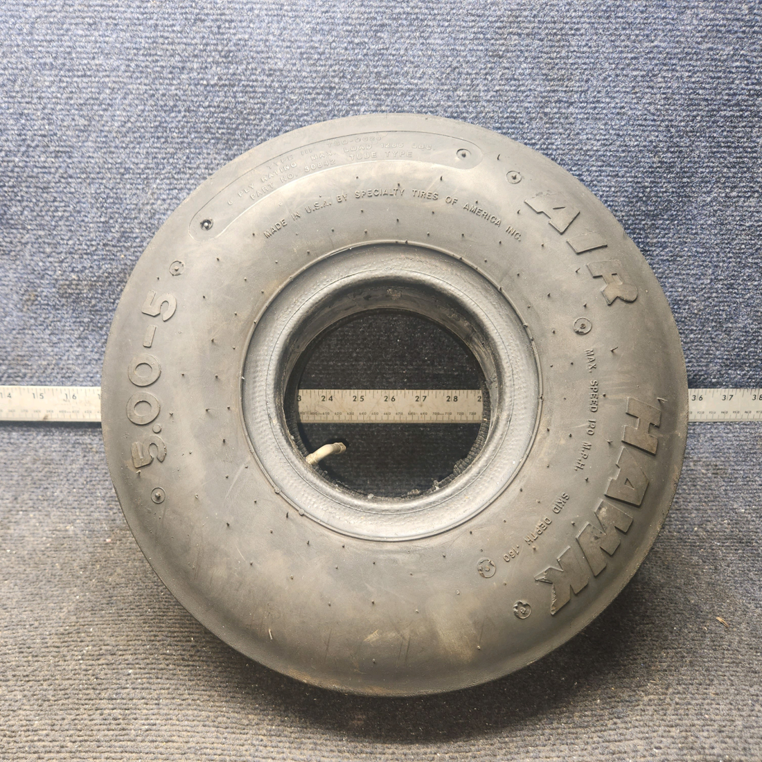 Used aircraft parts for sale, 5.00-5 Air Hawk 5.00-5 Cessna 172E Tire 6 PLY with tube