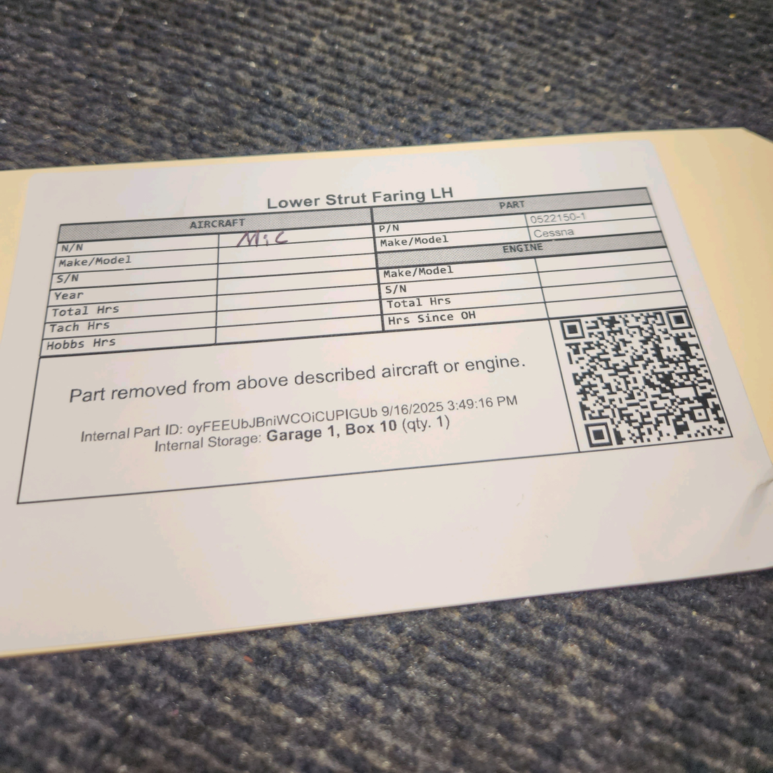Used aircraft parts for sale, 0522150-1 Cessna 172RG Lower Strut Faring - LH