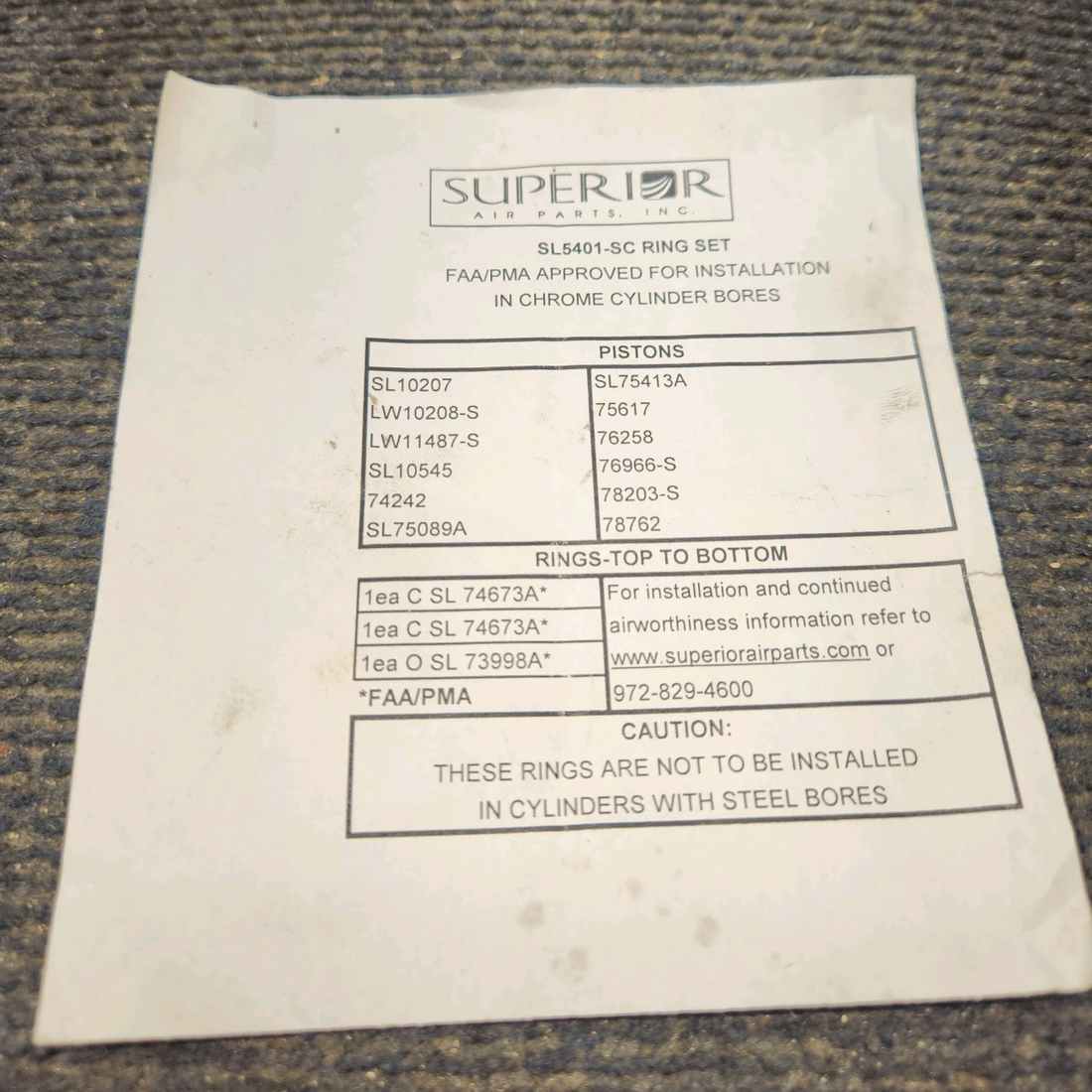 Used aircraft parts for sale, 05K21100 Lycoming O-320 PIPER PA28-140 Cylinder Piston & Ring Kit – Overhauled, Chrome