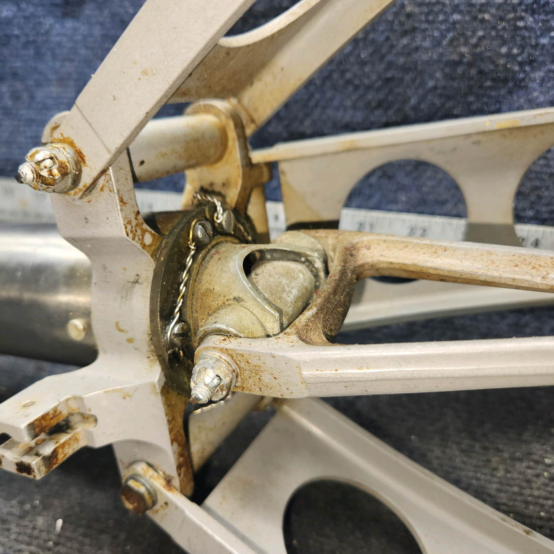 Used aircraft parts for sale, 35-524041-602 Beechcraft F35 Control Column Assembly With Hanger, Knees, Links