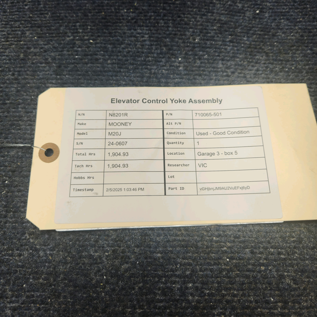 Used aircraft parts for sale, 710065-501 MOONEY M20J ELEVATOR CONTROL YOKE ASSEMBLY