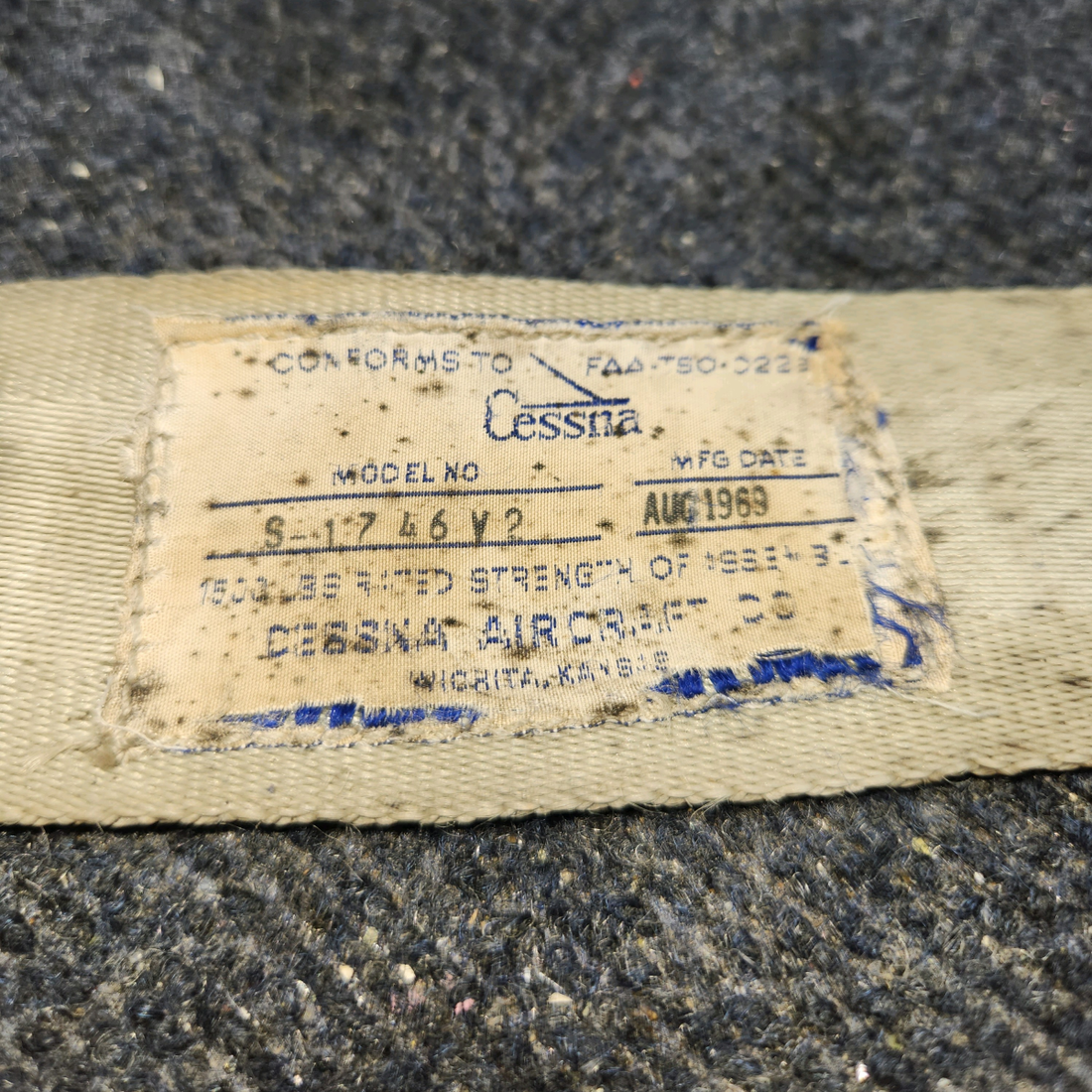 Used aircraft parts for sale, S-1746S2 CESSNA 172K PILOT OR CO-PILOT SEAT BELT ASSEMBLY - BEIGE