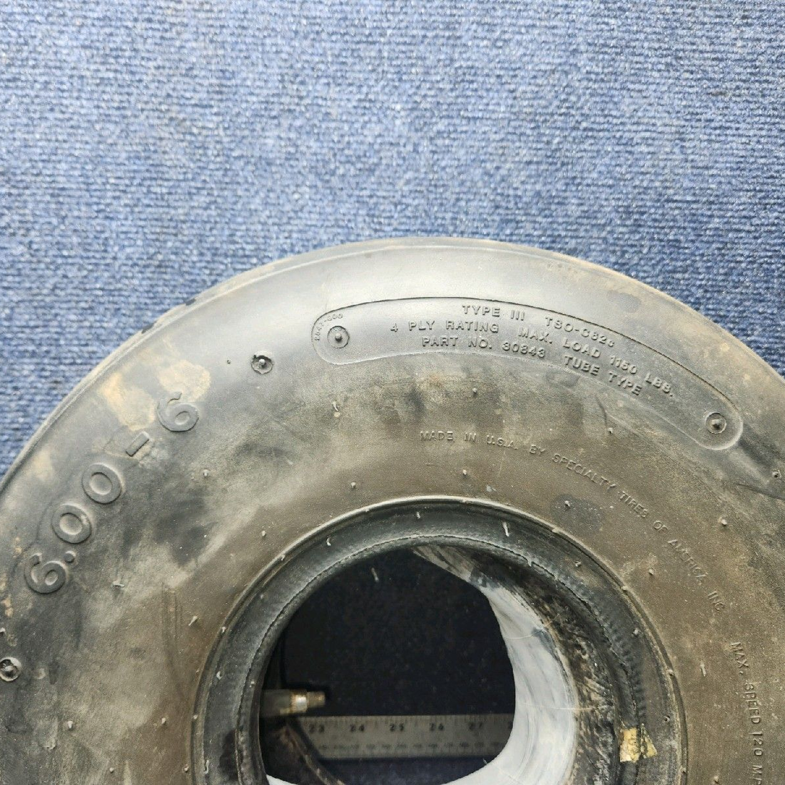 Used aircraft parts for sale, 30843 Air Hawk piper PA-28-181 6.00-6 4-Ply Type III Aircraft Tire with Tube