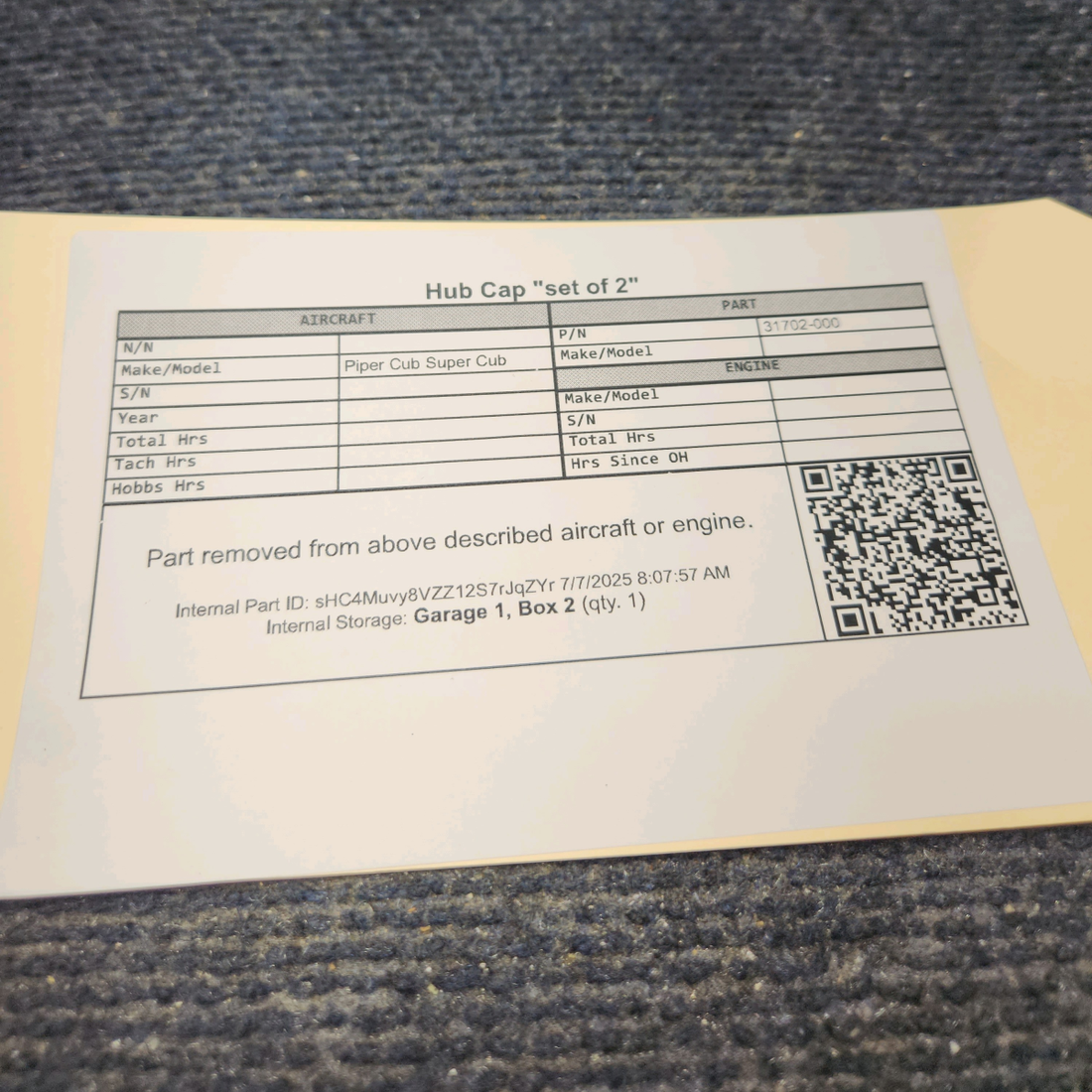 Used aircraft parts for sale, 31702-000 Piper Cub Super Cub Hub Cap "set of 2"