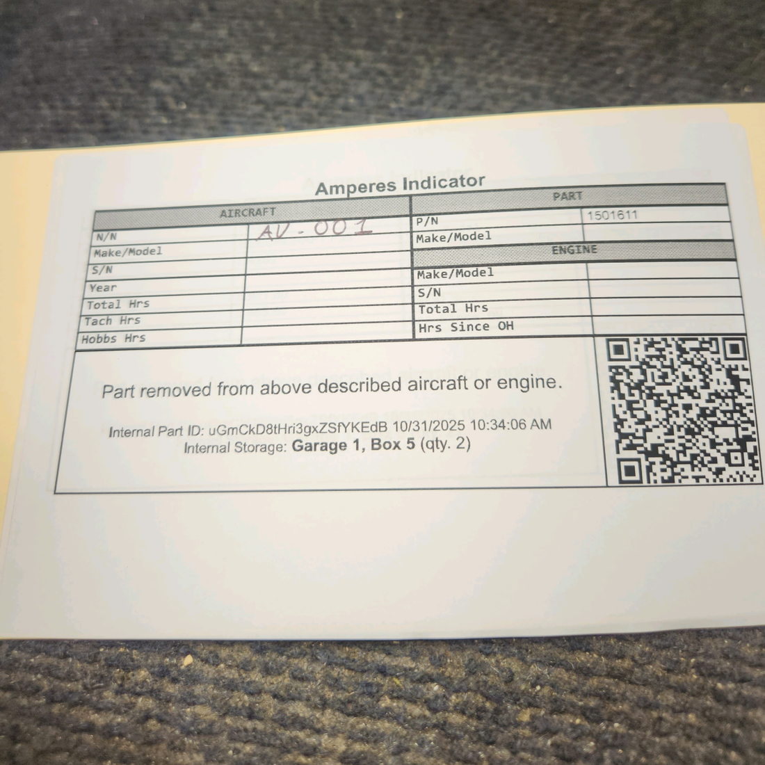 Used aircraft parts for sale, 1501611 Stewart-Warner Beechcraft F35 Ammeter Indicator Price per each