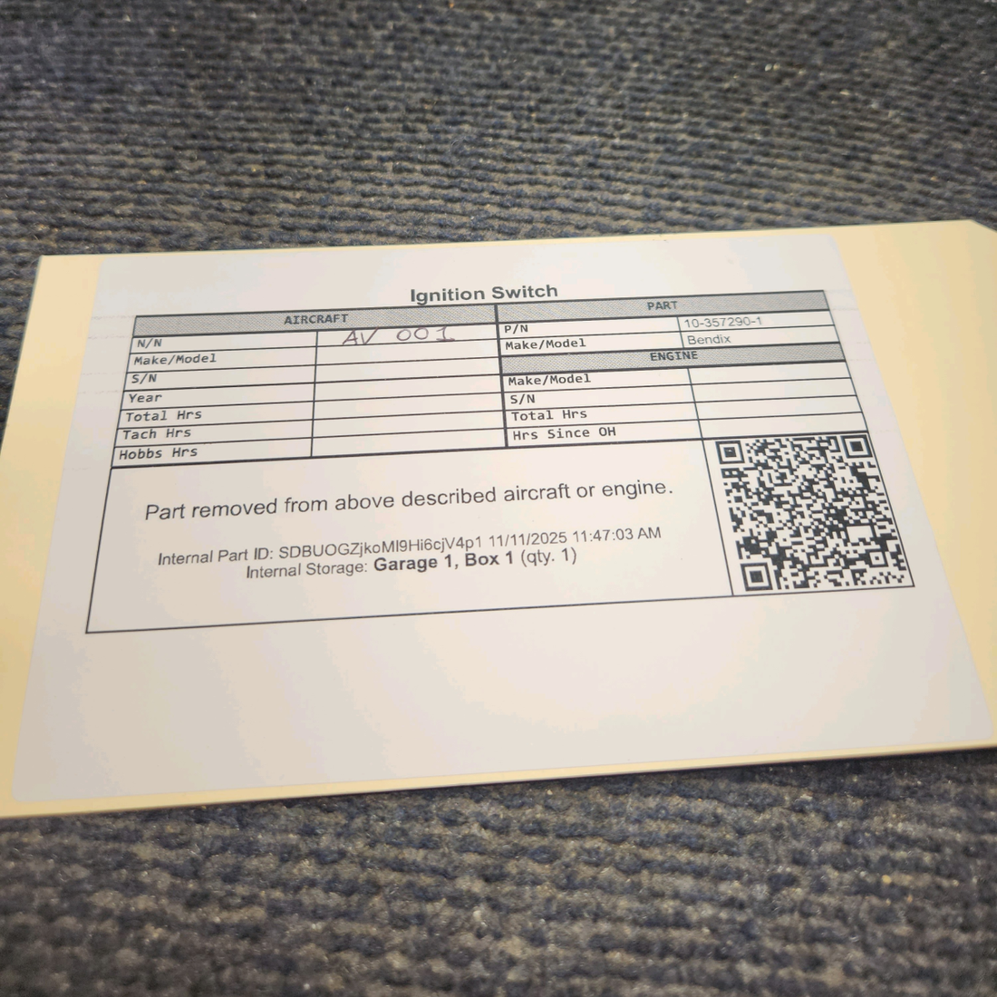 Used aircraft parts for sale, 10-357290-1 Bendix Cessna C175 Ignition Switch