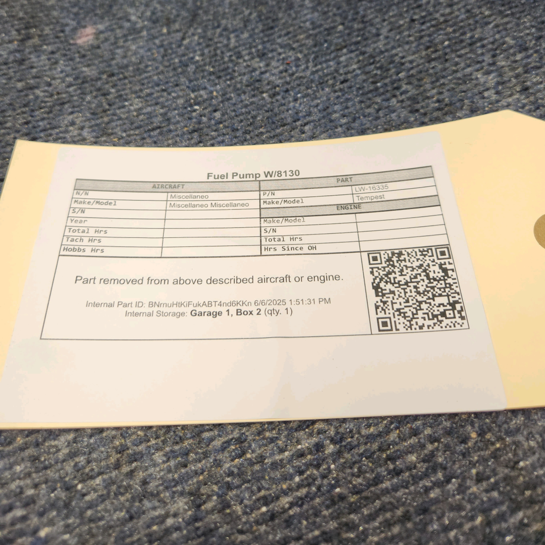 Used aircraft parts for sale, LW-16335 Tempest Fuel Pump