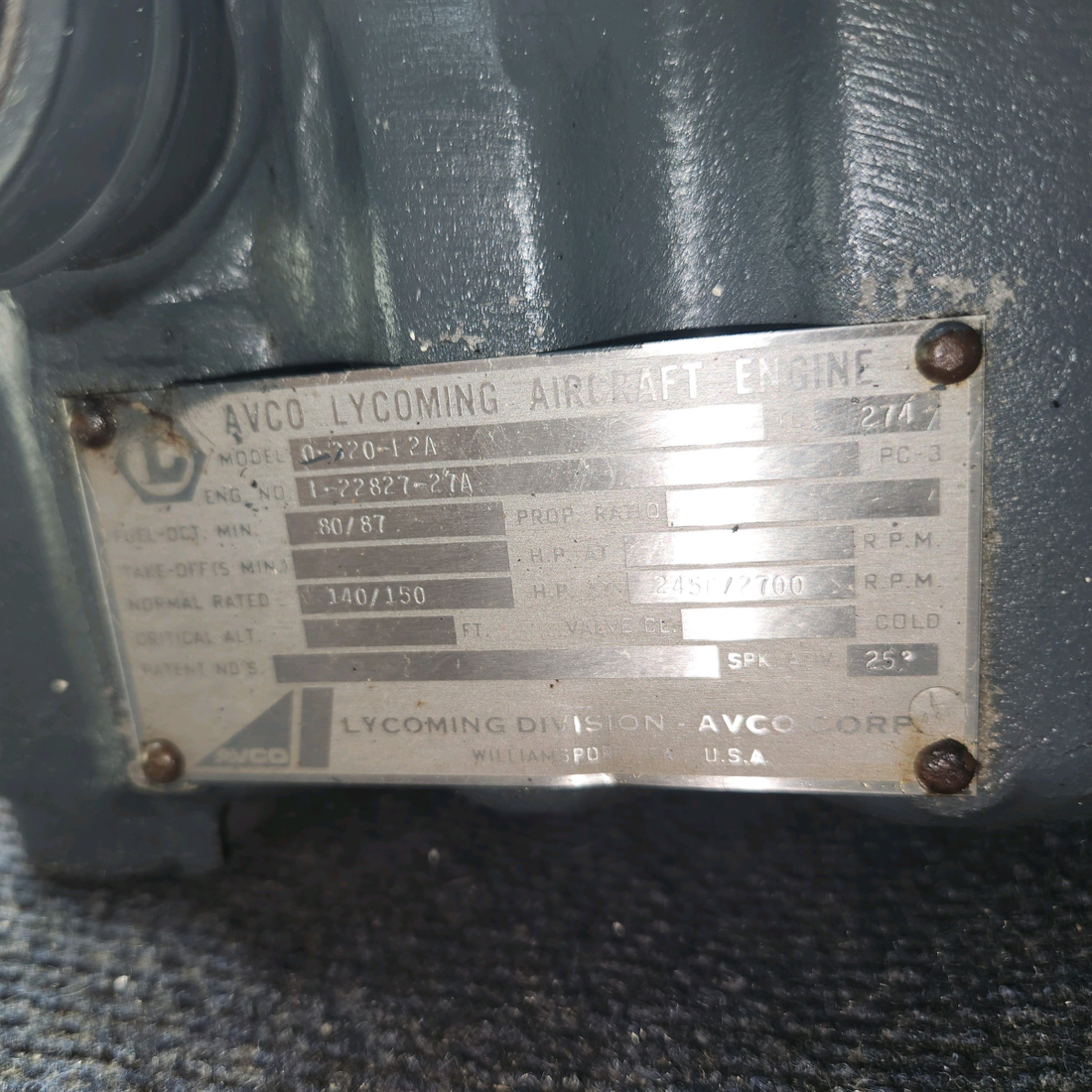Used aircraft parts for sale, LW-10828 Lycoming Piper PA-28-140 Sump Assembly