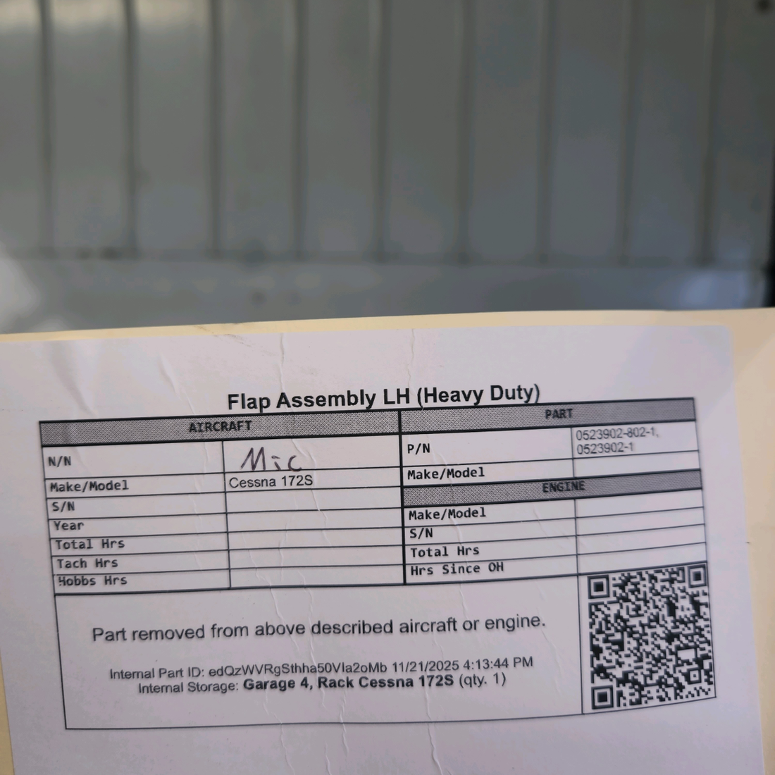 Used aircraft parts for sale, 0523902-802-1 Cessna 172S Flap Assembly LH (Heavy Duty)