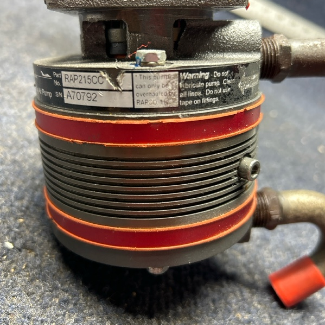 Used aircraft parts for sale, RAP215CC PIPER- CESSNA-BEECH- MOONEY VARIOS RAPCO DRY AIR PUMP USED